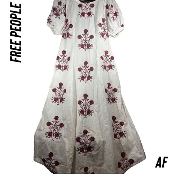 FREE PEOPLE CACTUS FLOWER MAXI DRESS NEW LARGE WHITE WINE COMBO - Picture 8 of 10